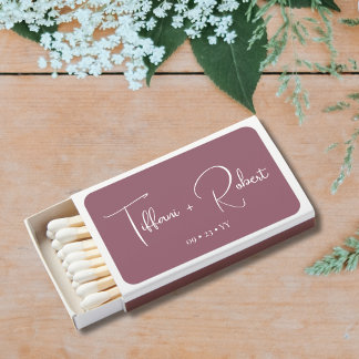 Minimalist Dusty Pink Wedding Favor Matchboxes