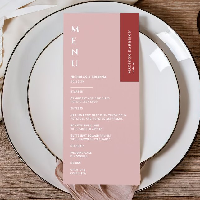 Minimalist Dusty Pink Wedding Menu (Creator Uploaded)