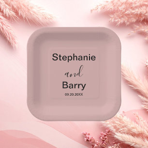 Minimalist Dusty Pink Wedding Paper Plates