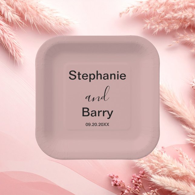 Minimalist Dusty Pink Wedding Paper Plates (Creator Uploaded)