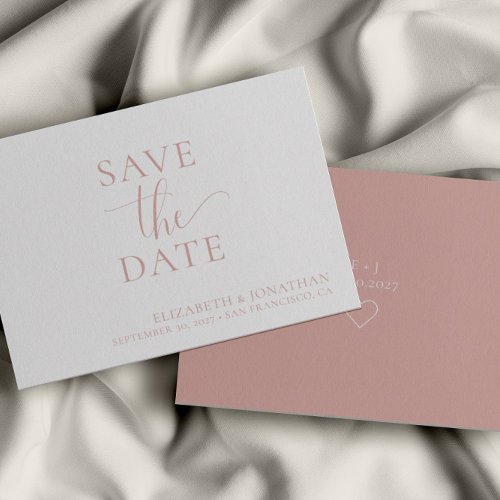 Minimalist Dusty Pink Wedding Save The Date Card
