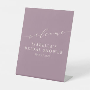 Minimalist Dusty Purple Bridal Shower Welcome Pedestal Sign