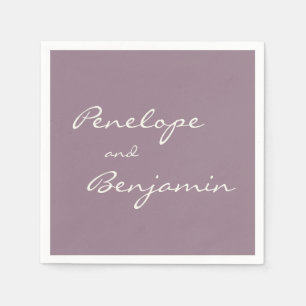 Minimalist Dusty Purple Plum Script Wedding Custom Napkins