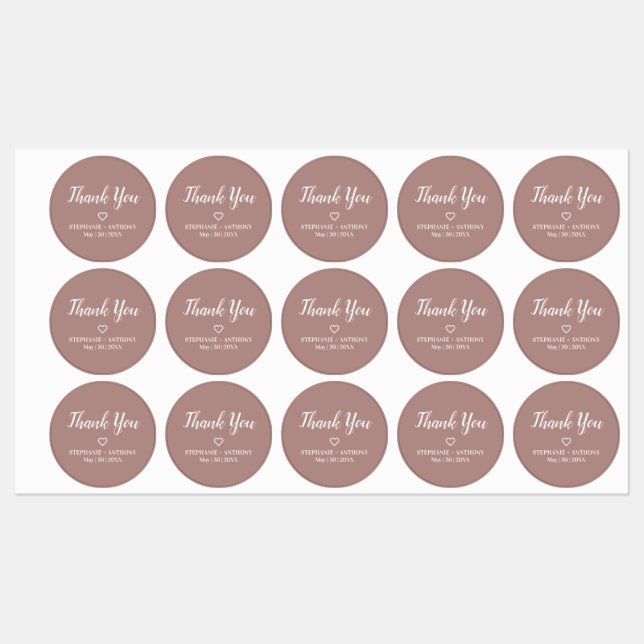 Minimalist Dusty Rose and White Wedding  Labels (Sheet)