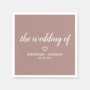Minimalist Dusty Rose and White Wedding Napkins