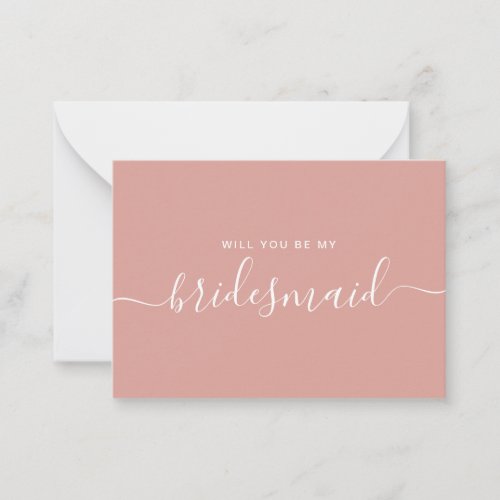 Minimalist Dusty Rose Bridesmaid Proposal Note Card