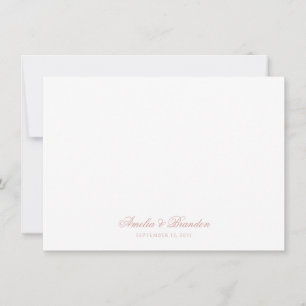 Minimalist Dusty Rose Calligraphy Script Wedding Note Card