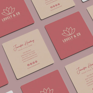 Minimalist Dusty Rose Cream Beauty Square Business Card