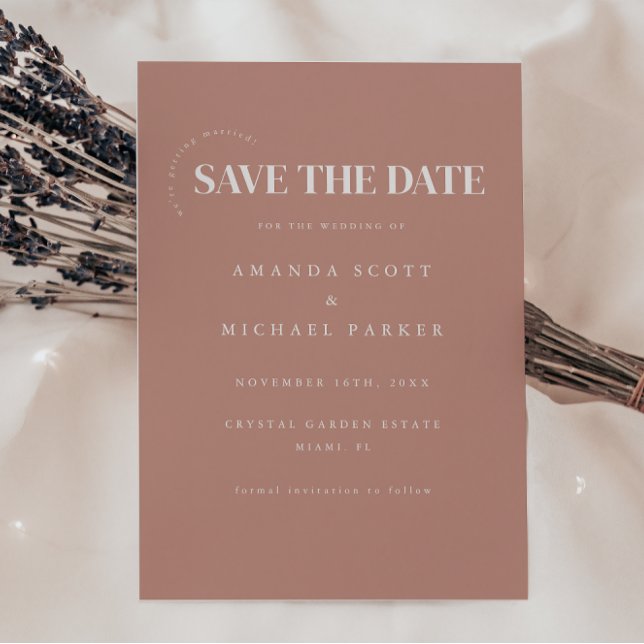 Minimalist Dusty Rose Modern Wedding Save The Date (Creator Uploaded)