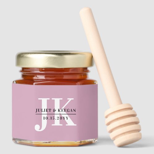 Minimalist Dusty Rose Monogram Wedding Honey Jar Favors