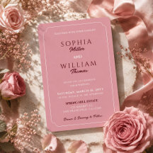 Minimalist Dusty Rose Pink Wedding Invitation