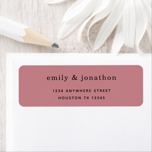 Minimalist Dusty Rose Pink Wedding Return Address Label