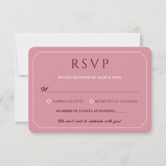 Minimalist Dusty Rose Pink Wedding RSVP Card