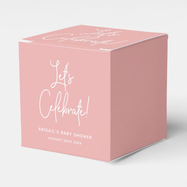 Minimalist Dusty Rose Pink Welcome Celebrate Favor Boxes (Front Side)