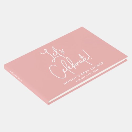 Minimalist Dusty Rose Pink Welcome Celebrate Guest Book