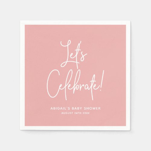 Minimalist Dusty Rose Pink Welcome Celebrate Napkins