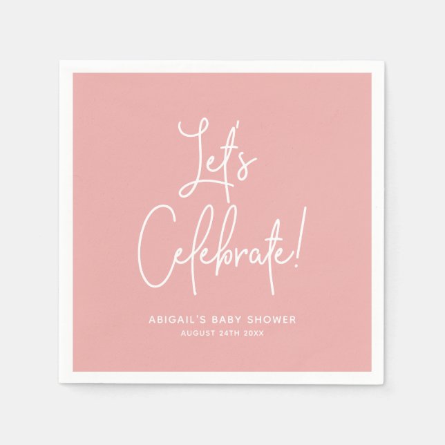 Minimalist Dusty Rose Pink Welcome Celebrate Napkins (Front)