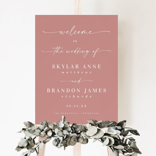 Minimalist Dusty Rose Pink Welcome Wedding Sign