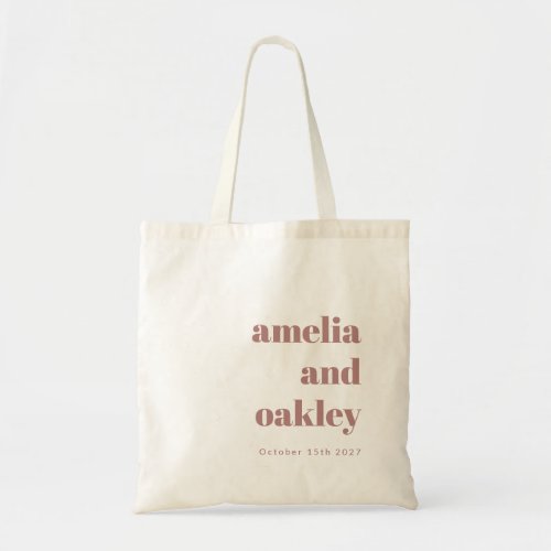 Minimalist Dusty Rose Retro Custom Welcome Wedding Tote Bag