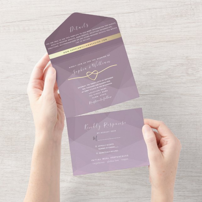Minimalist Dusty Rose Script Wedding Invite (Tearaway)