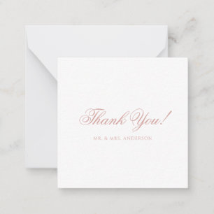 Minimalist Dusty Rose Script Wedding Thank You Note Card