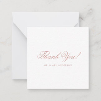 Minimalist Dusty Rose Script Wedding Thank You Note Card