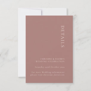 Minimalist Dusty Rose Wedding Details Enclosure Invitation