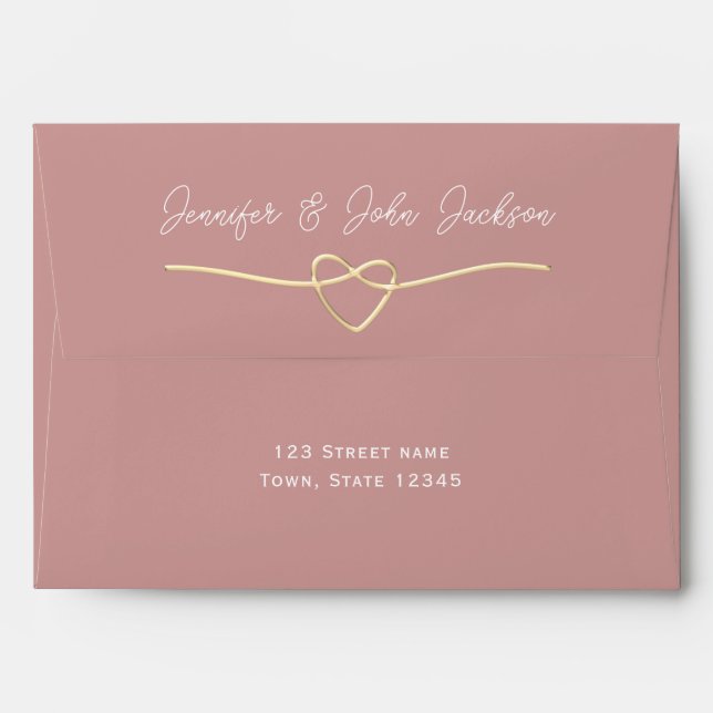 Minimalist Dusty Rose Wedding Envelope (Back (Top Flap))