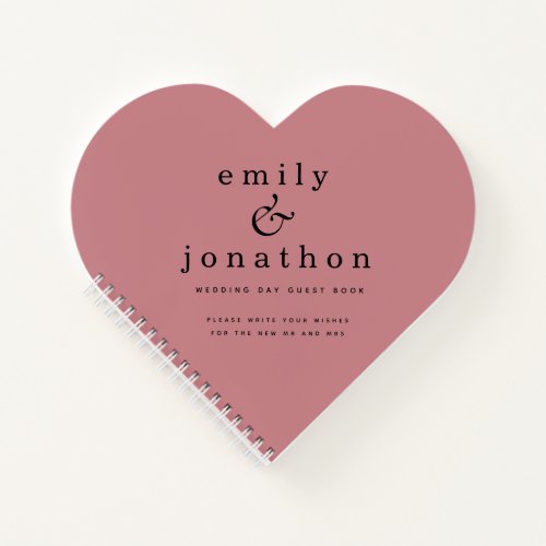 Minimalist Dusty Rose Wedding Heart Guest Book