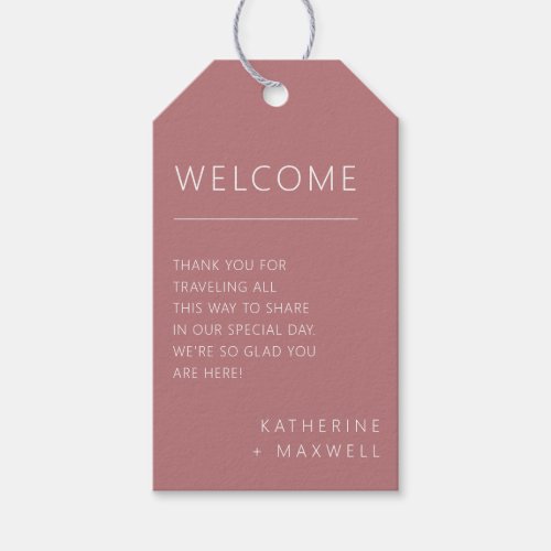 Minimalist Dusty Rose Wedding Welcome Bag Gift Tags