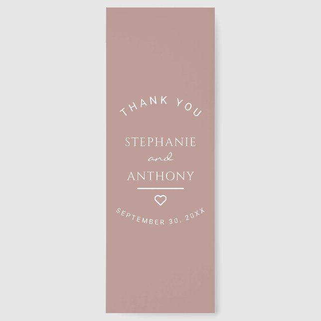 Minimalist Dusty Rose with Heart Modern Wedding  Bookmarks (Front)