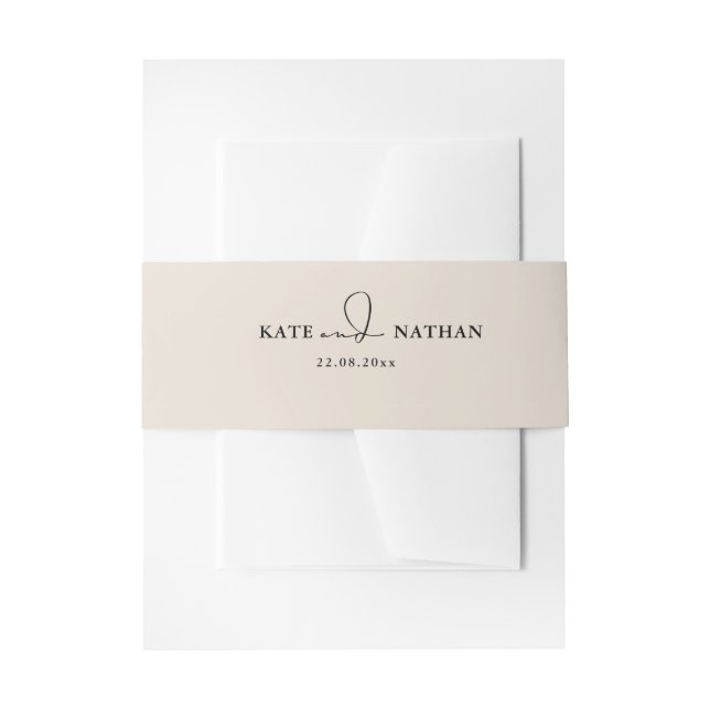 Minimalist Dusty RoseWedding Invitation Belly Band (Front Example)