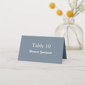 Minimalist Dusty Slate Blue Folded Table Escort Place Card
