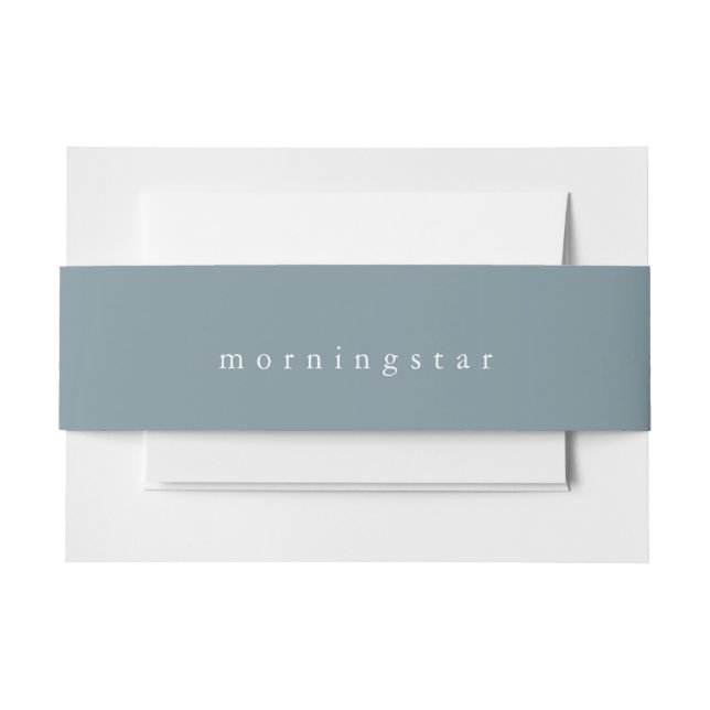 Minimalist Dusty Teal Invitation Belly Band (Front Example)