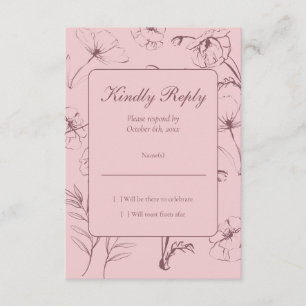 Minimalist Dusy Pink Floral 30th Birthday RSVP Card