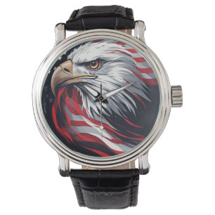 Minimalist Eagle with Flag – Modern Patriotic Art Watch