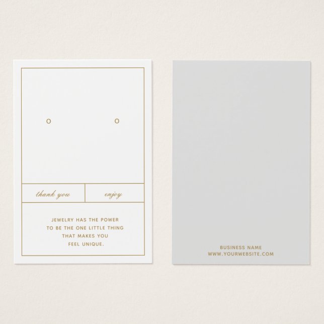 Minimalist Earring Jewelry Card Design (Front & Back)