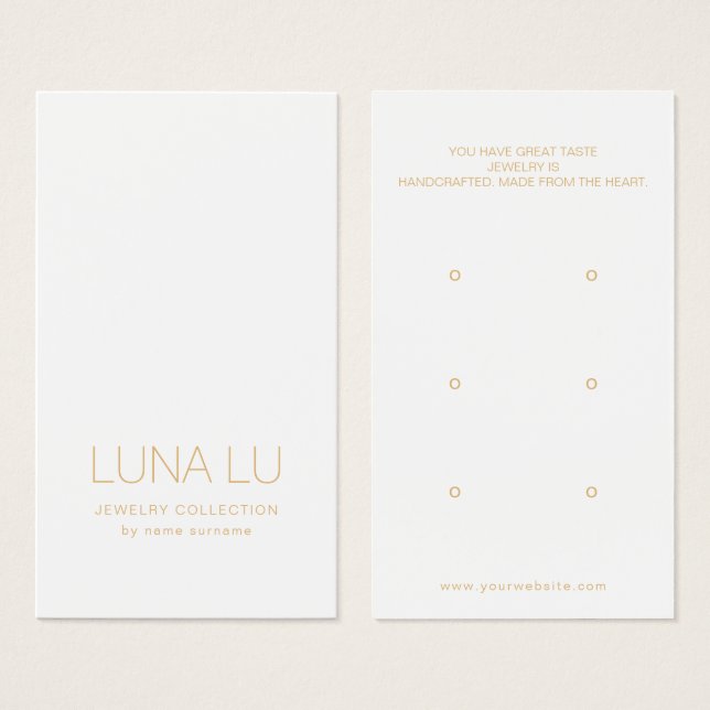 Minimalist Earring Jewelry Display Card (Front & Back)