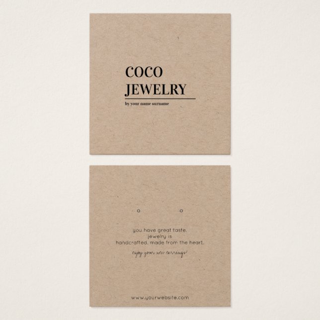 Minimalist Earring Jewelry Display Card (Front & Back)