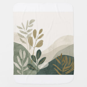 Minimalist Earth Tone Botanical Baby Blanket
