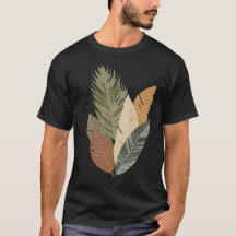 Minimalist Earth Tone Botanical Leaves T-Shirt