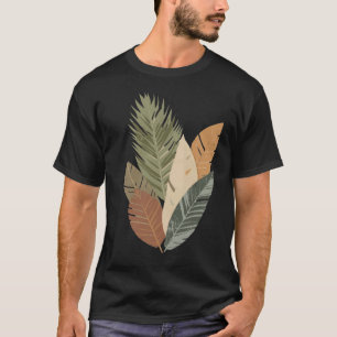 Minimalist Earth Tone Botanical Leaves T-Shirt