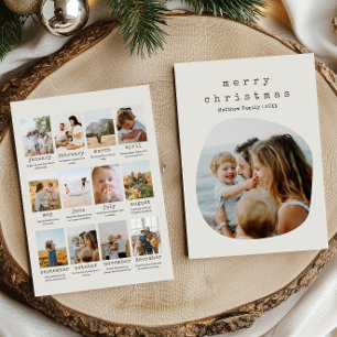 Minimalist Earthy Christmas Year Review Photo Holiday Card