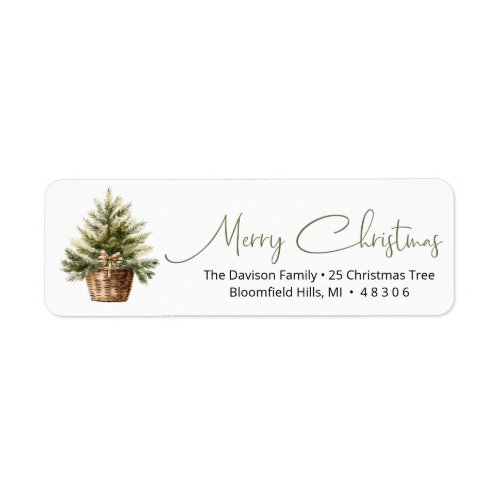 Minimalist Earthy faux grainsack Christmas Tree Label