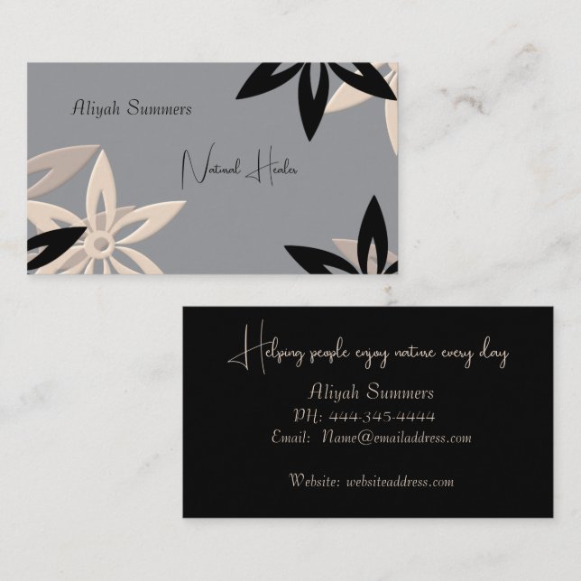 Minimalist Earthy Floral Meditation Business Card (Front/Back)