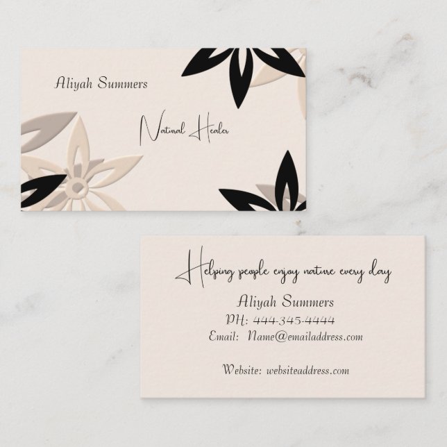 Minimalist Earthy Floral Meditation Business Card (Front/Back)