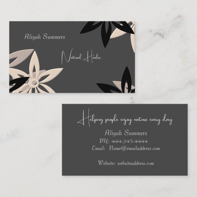 Minimalist Earthy Floral Meditation Business Card