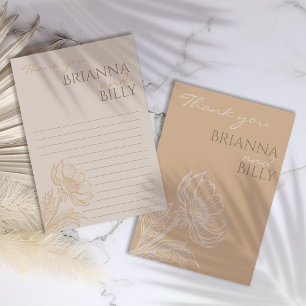 Minimalist Earthy Floral Wedding Thank You Card