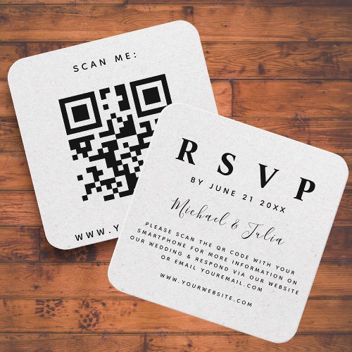 Minimalist Earthy Kraft Paper QR Code Wedding RSVP Enclosure Card