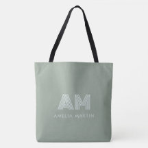 Minimalist Earthy Matcha Green Monogram